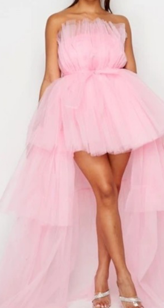 Mesh off shoulder dress  Hi-Lo Dress